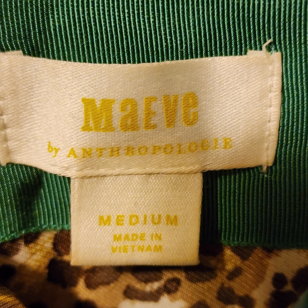 Maeve Teal and White Animal-Print Shirt Dress Medium - Picture 3 of 12